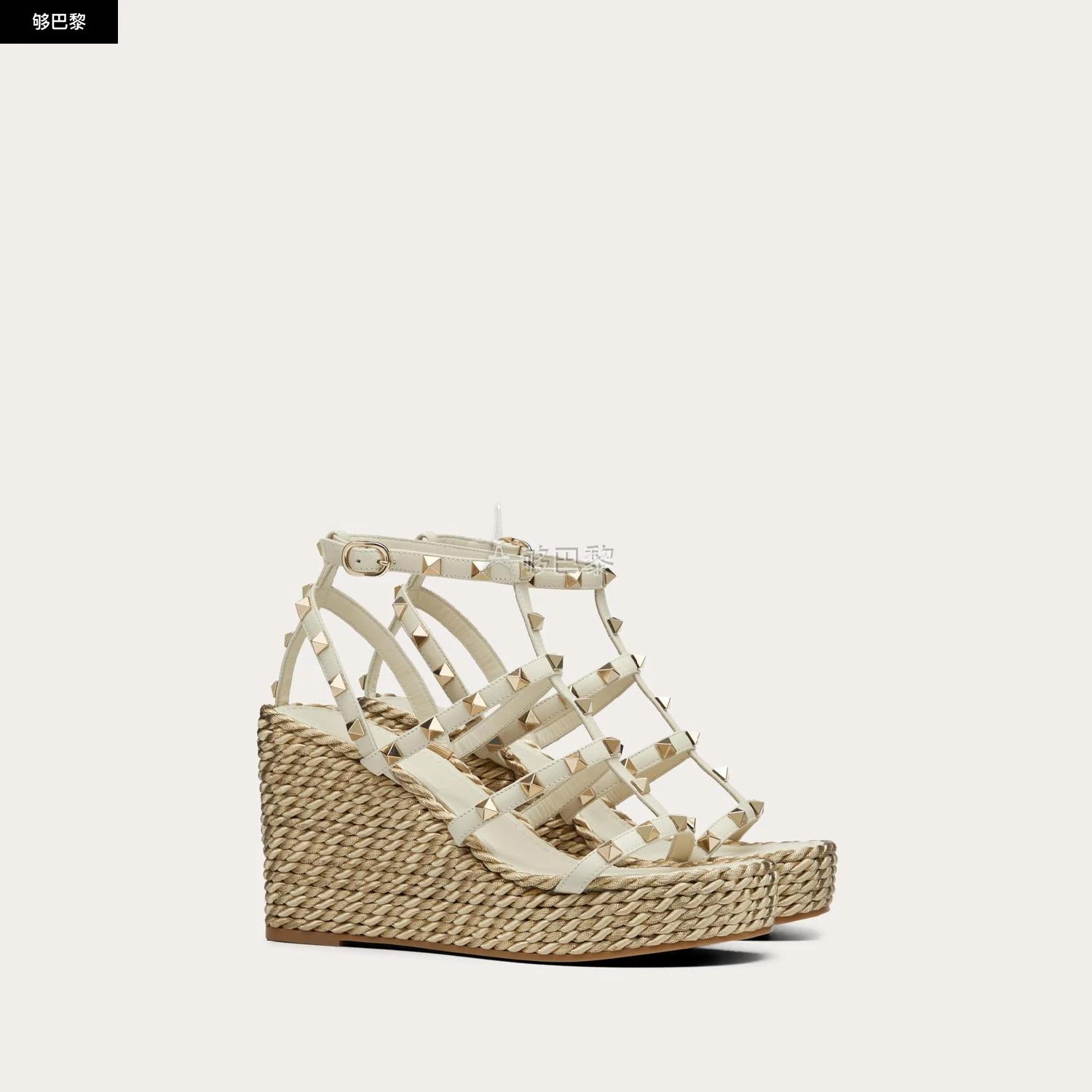 商品Valentino|【预售】 华伦天奴 25春夏 女士 坡跟鞋 SANDALES COMPENSÉES À BRIDES ROCKSTUD EN CUIR DE VEAU. TALON : 95 MM 4W2S0F95EMP_I16 ,价格¥6855,第5张图片详细描述