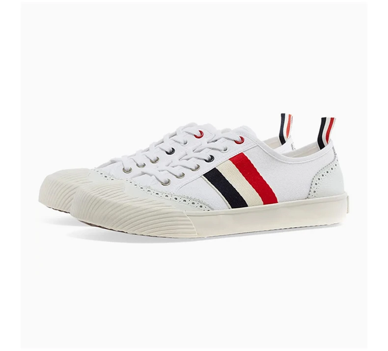 商品Thom Browne|THOM BROWNE 汤姆·布朗 男士白色棉质运动鞋 MFD140A-01588-100,价格¥3147,第5张图片详细描述