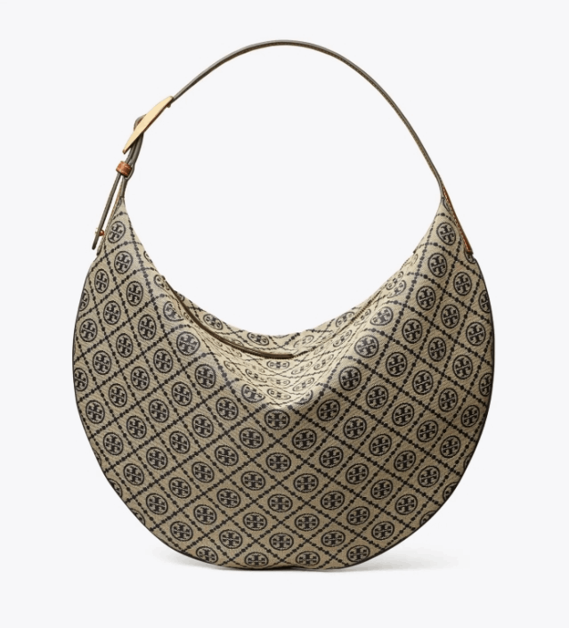 商品Tory Burch|汤丽柏琦T Monogram  撞色压花女士单肩新月包（香港仓发货）,价格¥3117,第7张图片详细描述