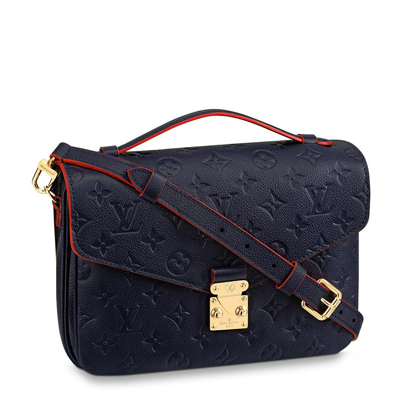 商品Louis Vuitton|预售十天 Louis Vuitton/路易威登 22春夏新款METIS系列 女士海军蓝老花压花柔软粒面牛皮革红色细节修边金扣翻盖开合单肩斜挎手提邮差包M44071,价格¥20152,第2张图片详细描述