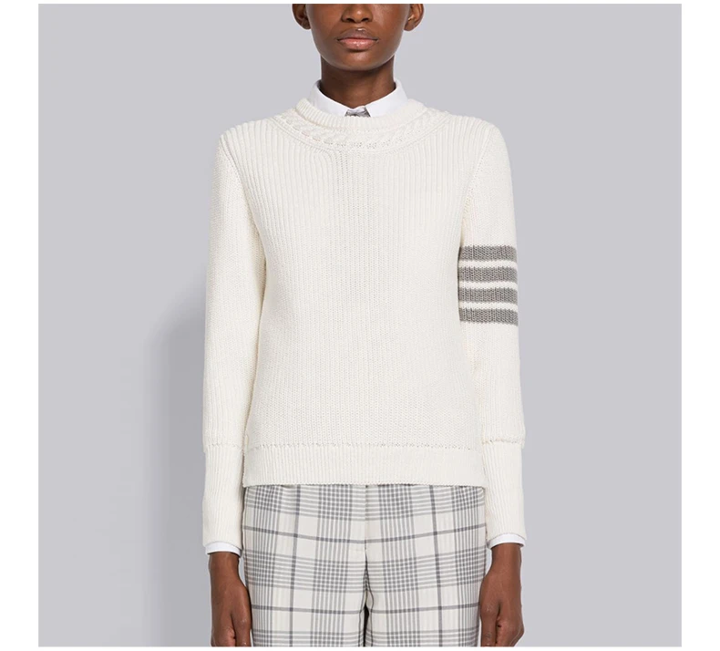 商品Thom Browne|THOM BROWNE 米白色女士针织衫/毛衣 FKA410A-Y3017-100,价格¥4273,第5张图片详细描述