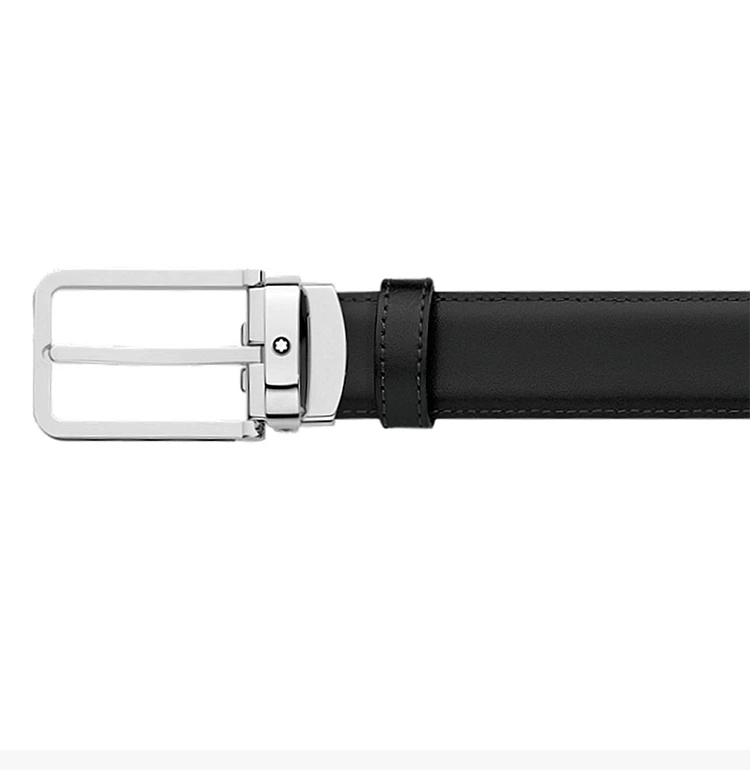 商品MontBlanc|Mont Blanc 万宝龙 男士黑色针扣式牛皮腰带 118418,价格¥1557,第7张图片详细描述