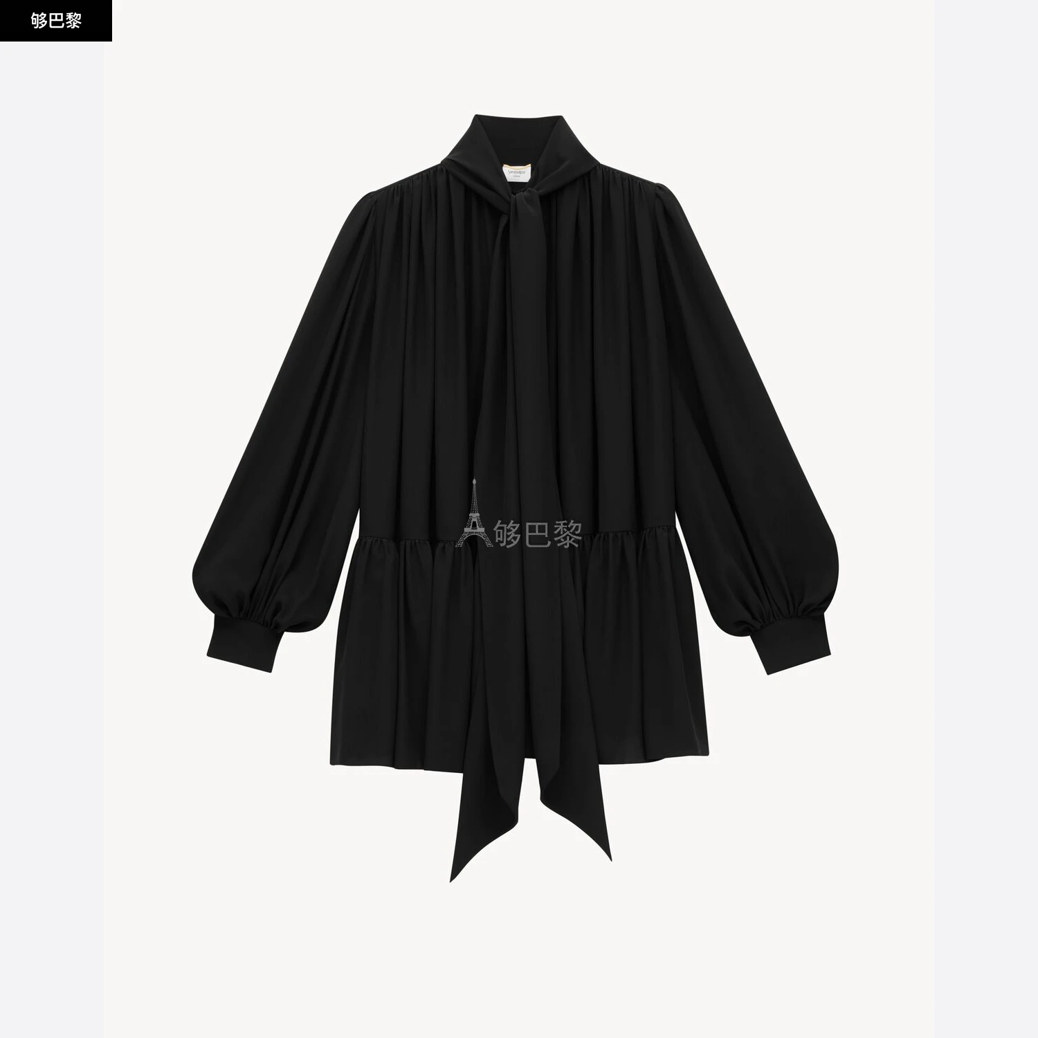 商品Yves Saint Laurent|【预售】 YSL圣罗兰 25春夏 女士 连衣裙 真丝双绉花结领连衣裙 832871Y7K761000,价格¥23445,第4张图片详细描述
