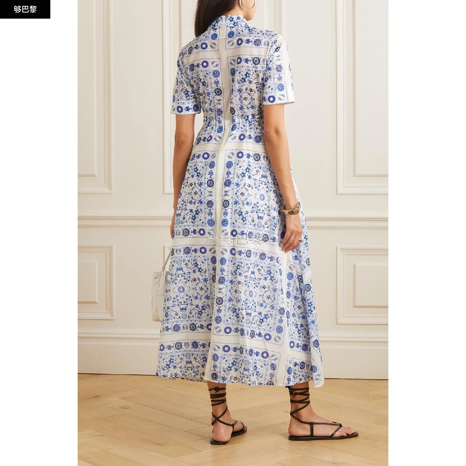 商品Tory Burch|包邮包税【预售7天发货】 TORY BURCH 23秋冬 女士 连衣裙 印花纯棉巴里纱中长衬衫式连衣裙 1647597311020593 151799-225225 PALE BLUE PISCES DREAM ,价格¥5540,第6张图片详细描述