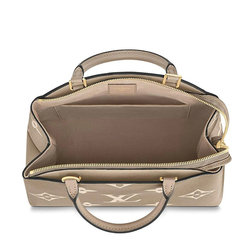 商品Louis Vuitton|预售十天 Louis Vuitton/路易威登 22春夏新款PETIT PALAIS系列 女士鸽子灰/奶油白老花压纹粒面牛皮革金扣金锁单肩斜挎手提包M58914,价格¥24447,第3张图片详细描述
