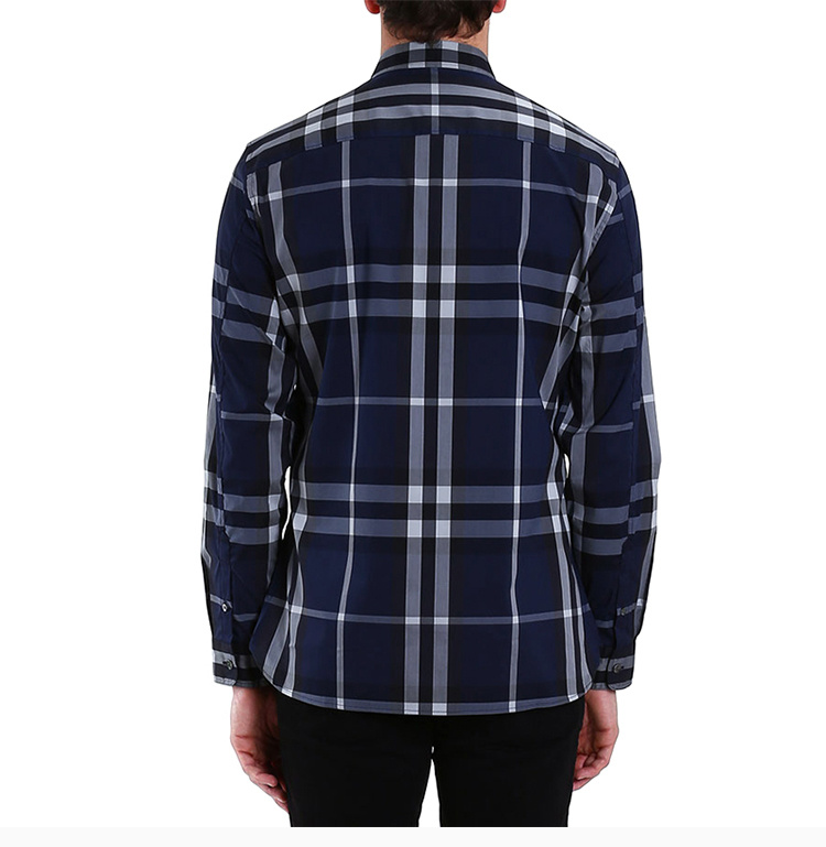 商品Burberry|BURBERRY 博柏利 深蓝色撞色格纹长袖男士衬衫 3954494,价格¥1267,第10张图片详细描述