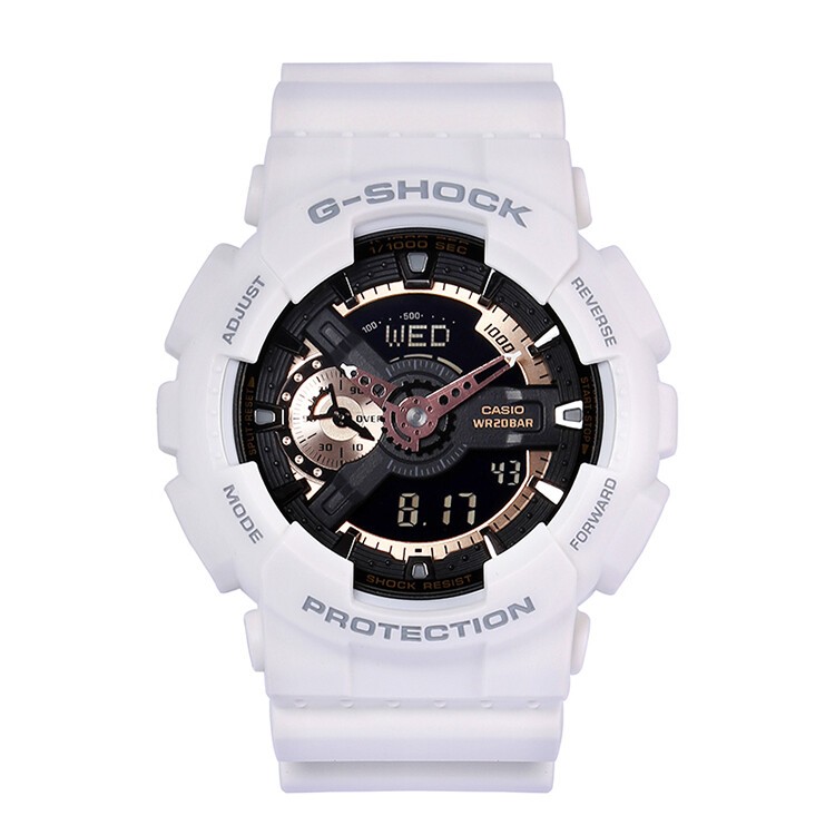 商品Casio|卡西欧（CASIO）G-SHOCK手表男女大盘时尚双显防水防震运动电子潮流节日礼物男表 白玫瑰金GA-110RG-7A-白色-GA-110RG-7A,价格¥1153,第4张图片详细描述