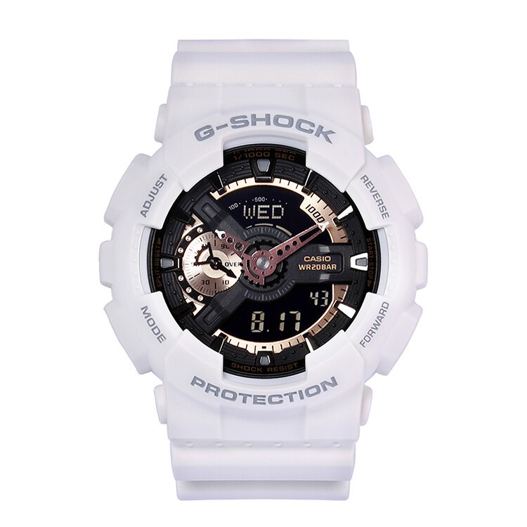 商品Casio|卡西欧（CASIO）G-SHOCK手表男女大盘时尚双显防水防震运动电子潮流节日礼物男表 白玫瑰金GA-110RG-7A-白色-GA-110RG-7A,价格¥1162,第4张图片详细描述