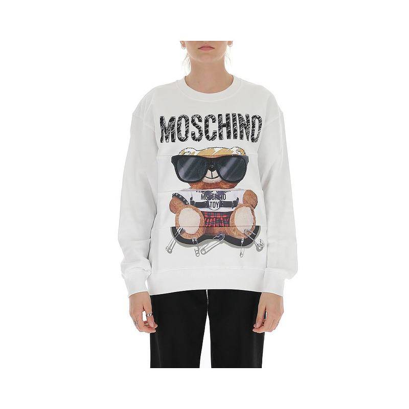 商品[国内直发] 【春节不打烊，国内现货速发】 Moschino|MOSCHINO/莫斯奇诺 女士白色棉质小熊刺绣印花拼接卫衣17135527 V3001（清仓特价）,价格¥1470,第3张图片详细描述