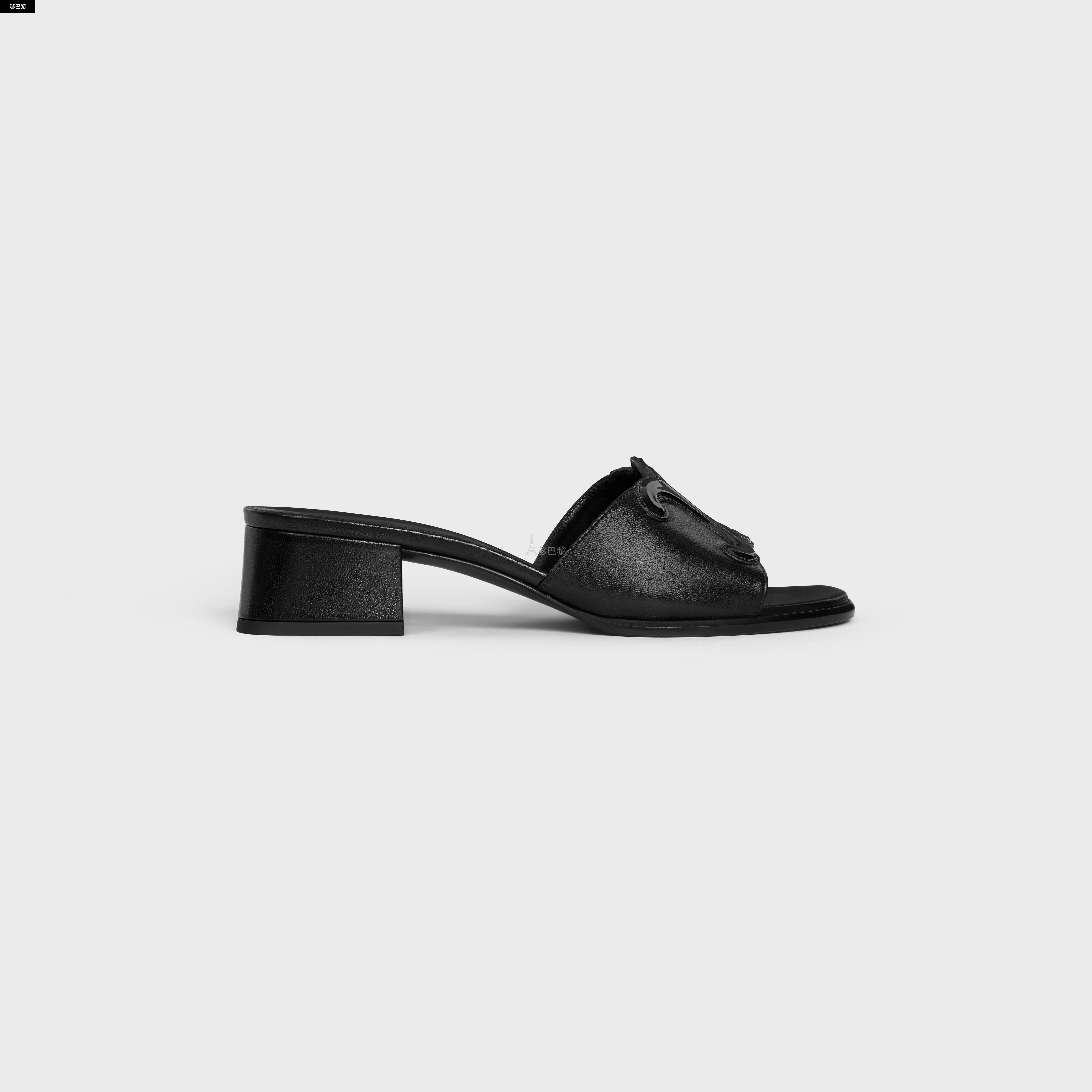 商品Celine|【预售】 赛琳 25春夏 女士 中跟凉鞋 CLEMENCE羊皮革和漆面牛皮革穆勒鞋 362355045C.38NO ,价格¥6920,第3张图片详细描述