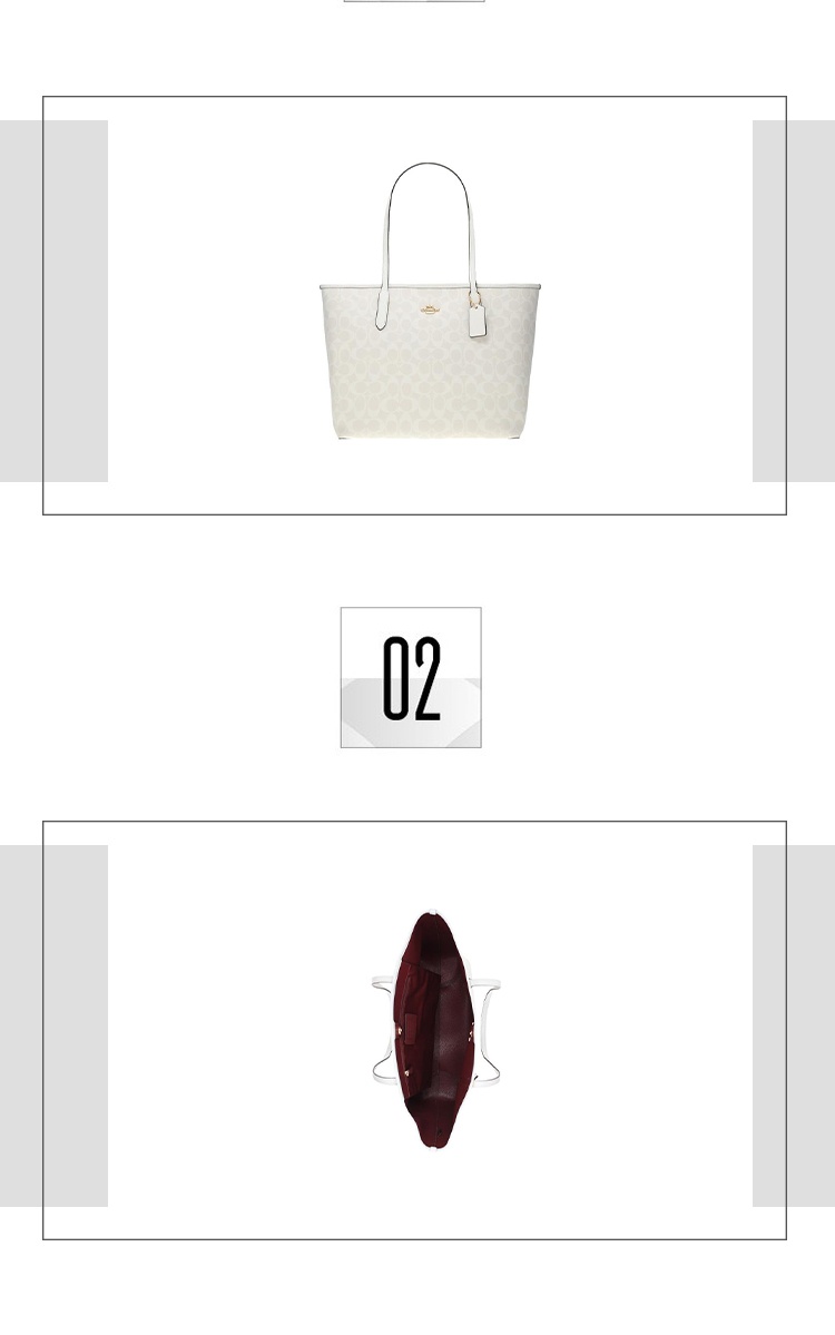 商品[国内直发] Coach|COACH 奥莱款大号女士PVC配皮单肩手提托特包 5696IMRFF,价格¥1975,第3张图片详细描述