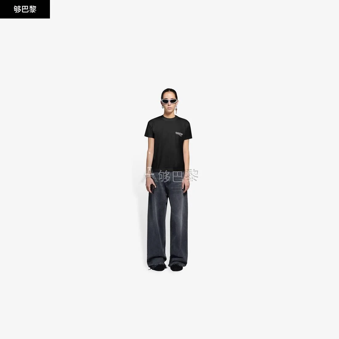 商品Balenciaga|包邮包税【预售7天发货】 BALENCIAGA巴黎世家 23秋冬 女士 短袖T恤 POLITICAL CAMPAIGN女士修身T恤 612964TIV521070,价格¥4589,第4张图片详细描述