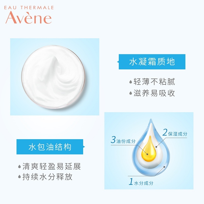 商品Avene|雅漾 恒润保湿面霜凝霜凝露50ML,价格¥209,第7张图片详细描述