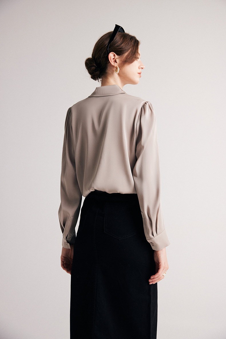 商品[国内直发] GLENVINTEN|格岚云顿英国品牌真丝衬衫女2024春夏新款19姆米弹力双乔长袖桑蚕丝衬衣服装,价格¥685,第7张图片详细描述