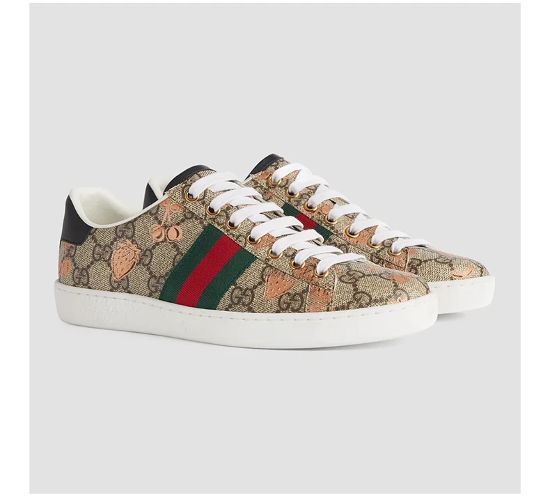 商品[国内直发] Gucci|GUCCI 女士棕色皮革休闲鞋 433900-UM610-8295,价格¥7632,第5张图片详细描述