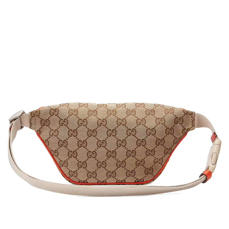 商品Gucci|GUCCI/古驰 The North Face联名系列 男士米色经典GG帆布橙色皮革细节斜跨腰包650299GY5UN8895,价格¥6605,第5张图片详细描述