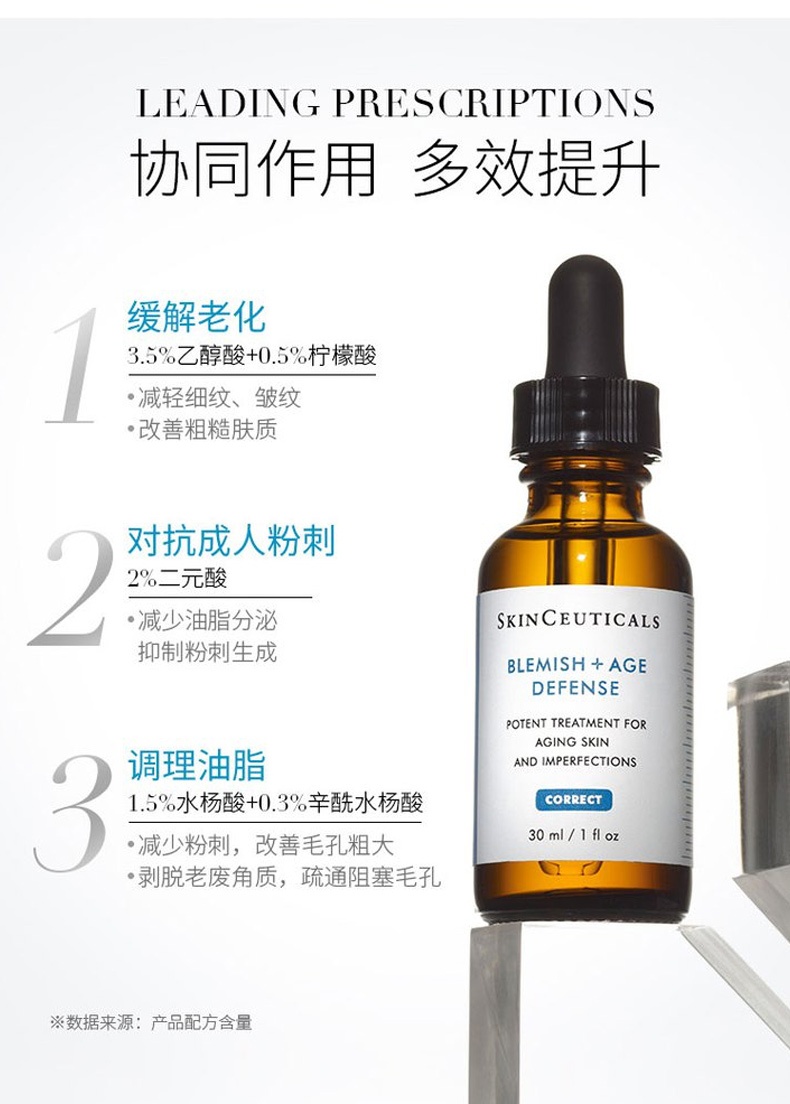 商品[国内直发] SkinCeuticals|SkinCeuticals杜克修丽可果酸痘肌修护提亮精华液30ml缩毛孔正品,价格¥527,第4张图片详细描述