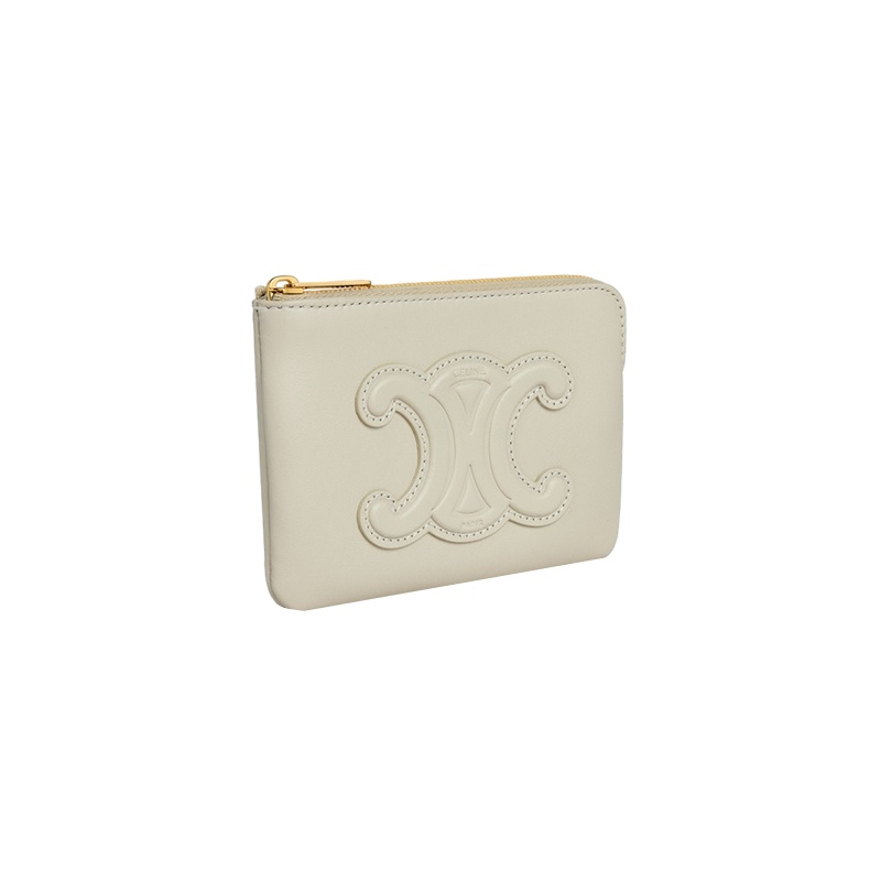 商品Celine|赛琳 23新款 TRIOMPHE女士草原绿光滑小牛皮卡包/零钱包 ,价格¥3004,第2张图片详细描述