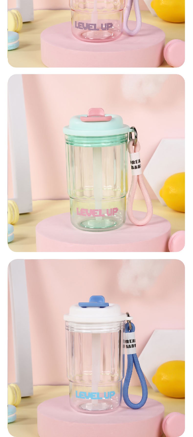 商品[国内直发] GLENVINTEN|格岚云顿新款夏天水杯咖啡杯女生简约高颜值带吸管杯大容量儿童学生饮水瓶简约咖啡杯,价格¥89,第7张图片详细描述