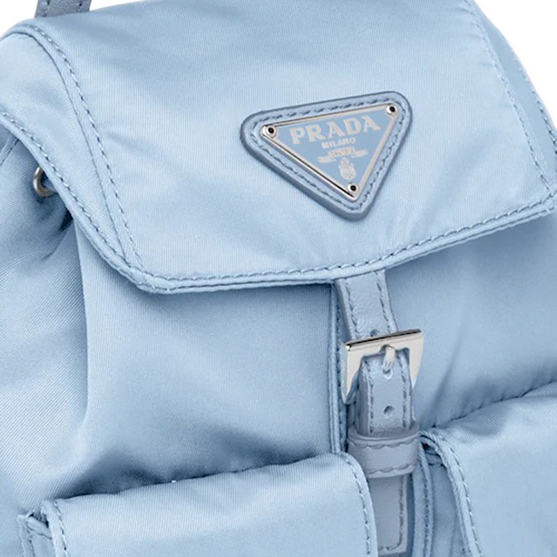 商品Prada|PRADA/普拉达 22春夏新款 女士�迷你天蓝色尼龙配皮银扣银链多功能单肩斜跨手提双肩背包1BH029_RV44_F0076_V_DOO,价格¥11204,第5张图片详细描述