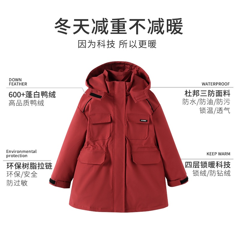 商品[国内直发] GLENVINTEN|格岚云顿英国品牌高端系列女童秋冬工装连��帽羽绒服2024新款冬季儿童中大童三防保暖羽绒外套,价格¥560,第6张图片详细描述
