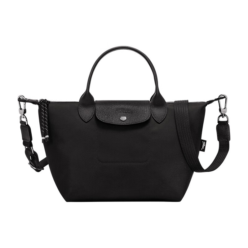 商品Longchamp|【现货速发】LONGCHAMP/珑骧 女士黑色帆布银色五金按扣拉链开合可调节肩带可斜挎小号手提包,价格¥2007,第22张图片详细描述