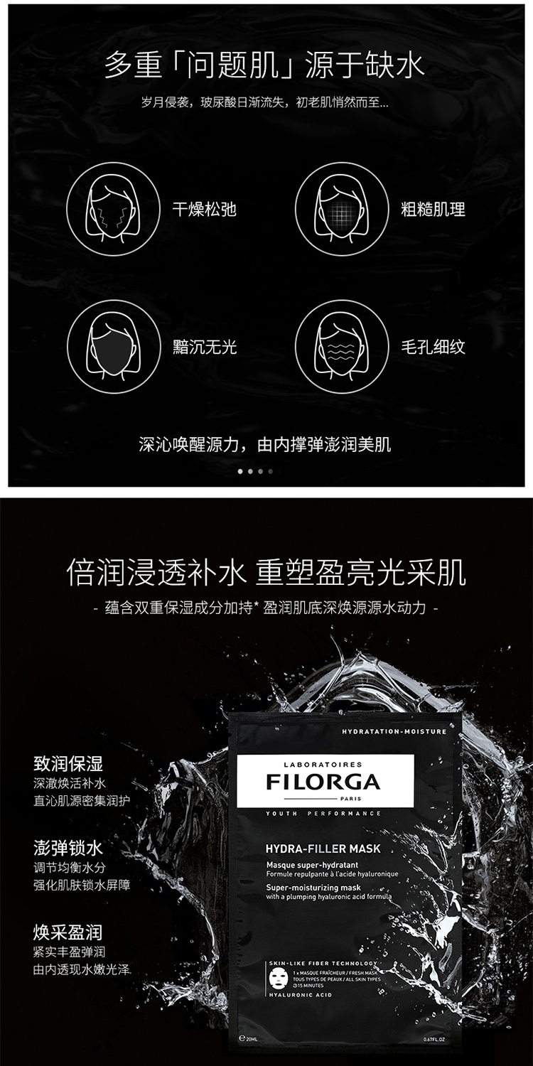 商品Filorga|菲洛嘉FILORGA 玻尿酸盈润焕龄时光抗皱面膜23ml 玻尿酸盈润面膜10片,价格¥746,第3张图片详细描述