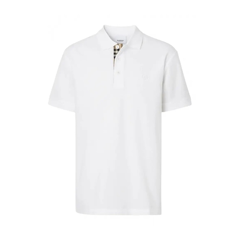商品Burberry|BURBERRY/博柏利 男士白色棉质骑士刺绣半开领短袖POLO衫80675831/80780941,价格¥1418,第5张图片详细描述