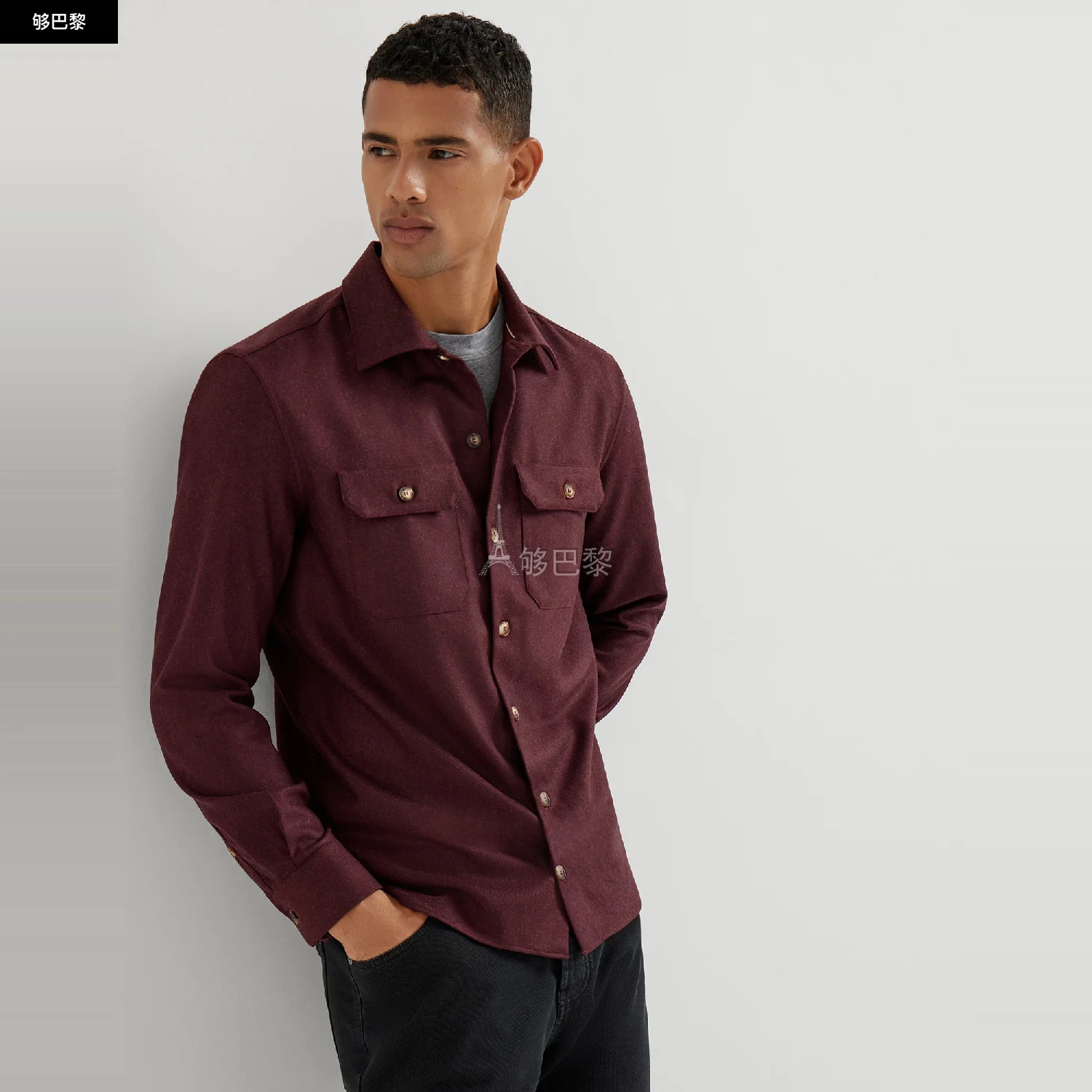 商品Brunello Cucinelli|【预售】 25春夏 男士 长袖衬衫 Surchemise en flanelle de laine vierge à poches poitrine 252M038P0720C544 ,价格¥11800,第2张图片详细描述