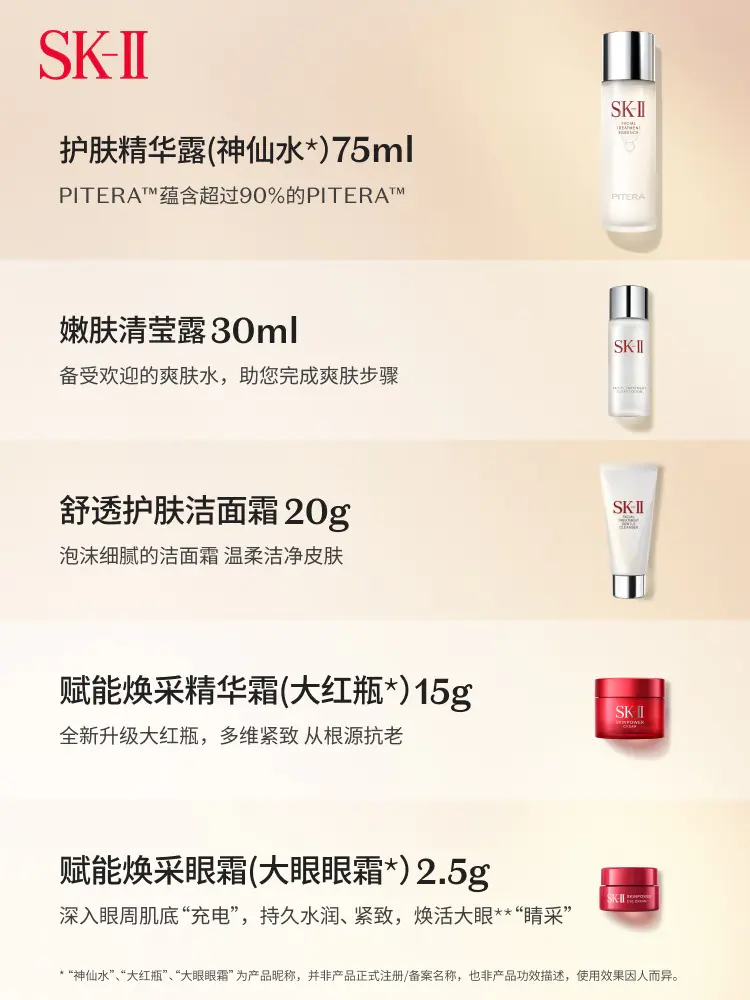 商品SK-II|SK-II 王牌体验套装礼盒神仙水面霜洁面眼�霜补水保湿【香港直邮】,价格¥462,第6张图片详细描述