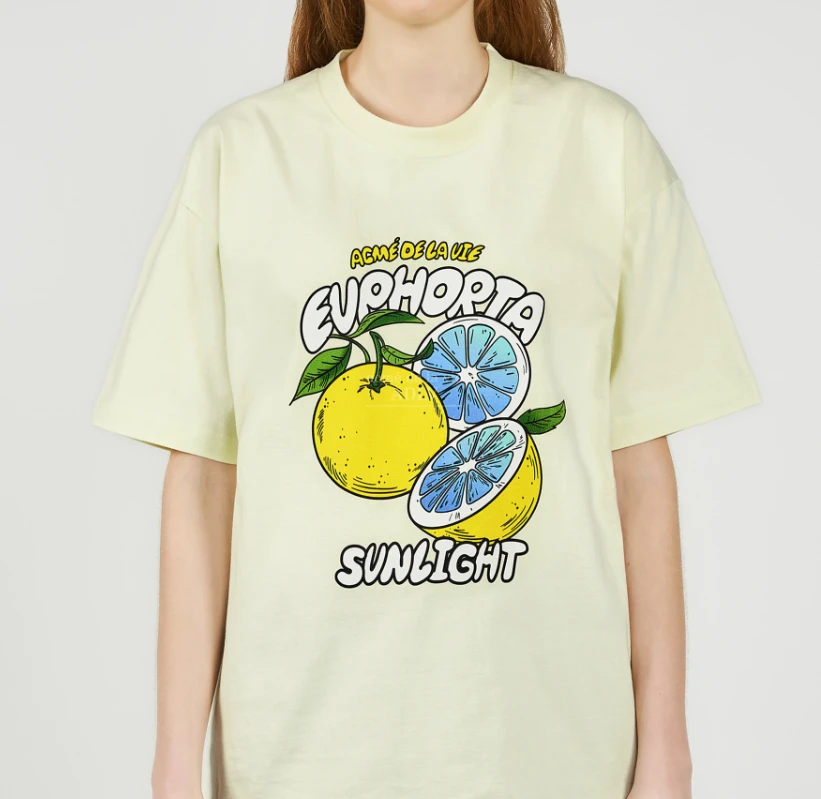 商品Acme de la vie|【享贝家】（国内现货-QD）ADLV 水果印花柠檬图案休闲短袖T恤 男女同款 浅黄色 ADLV2202519284-LT,价格¥126,第5张图片详细描述