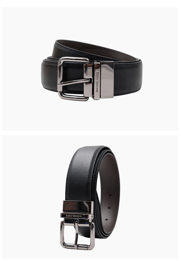 商品Michael Kors|Michael Kors 奥莱款 男士牛皮革针扣腰带36H9LBLY0L-BLK-BRN,价格¥354,第5张图片详细描述