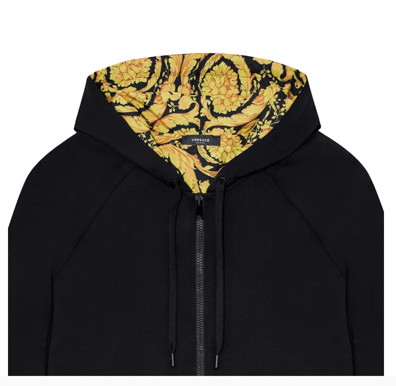 商品Versace|VERSACE 男士黑色希腊回纹镶边运动连帽衫 AGU03005-A233025-A1008,价格¥3279,第8张图片详细描述