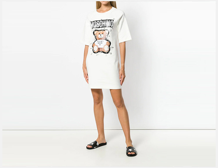 商品Moschino|Moschino 莫斯奇诺 女士白色棉质T恤式连衣裙 EV0444-5526-1002,价格¥3187,第10张图片详细描述