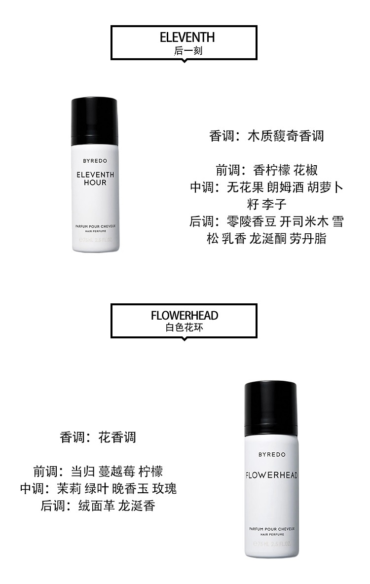 商品BYREDO|Byredo百瑞德 发香喷雾75ml「全系列」,价格¥325,第5张图片详细描述