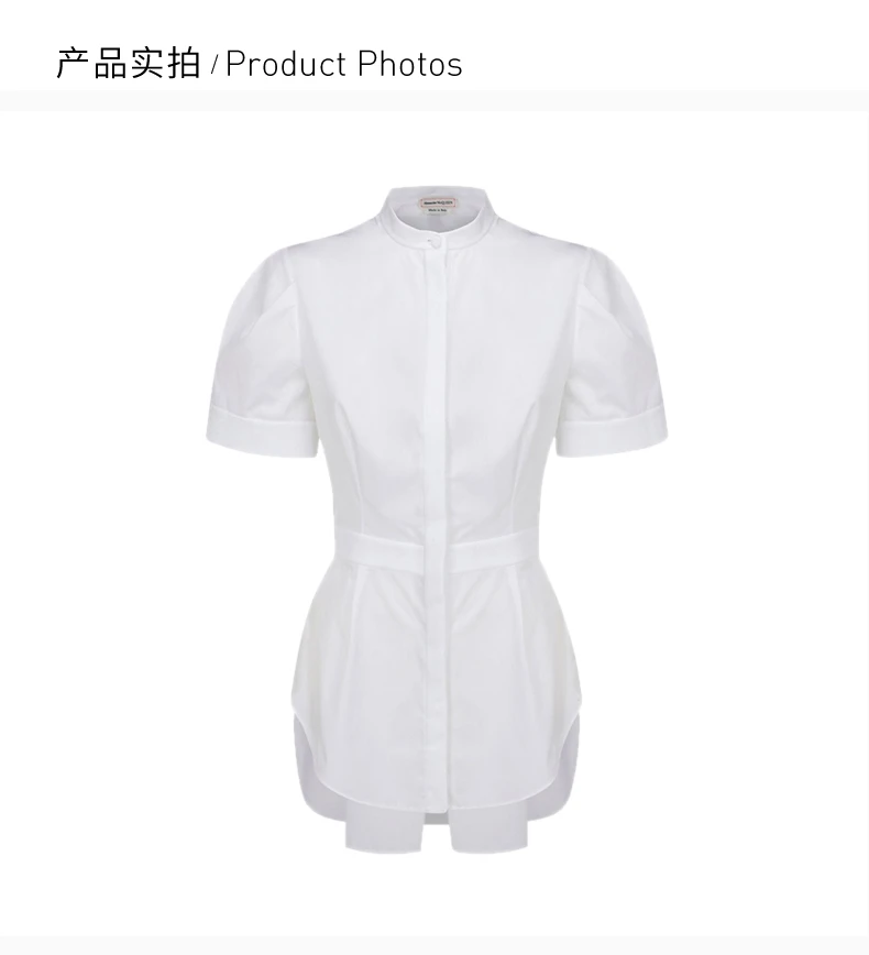 商品[国内直发] Alexander McQueen|ALEXANDER MCQUEEN 亚历山大·麦昆 女士白色棉质T恤 645758-QAAAD-9000,价格¥5513,第4张图片详细描述
