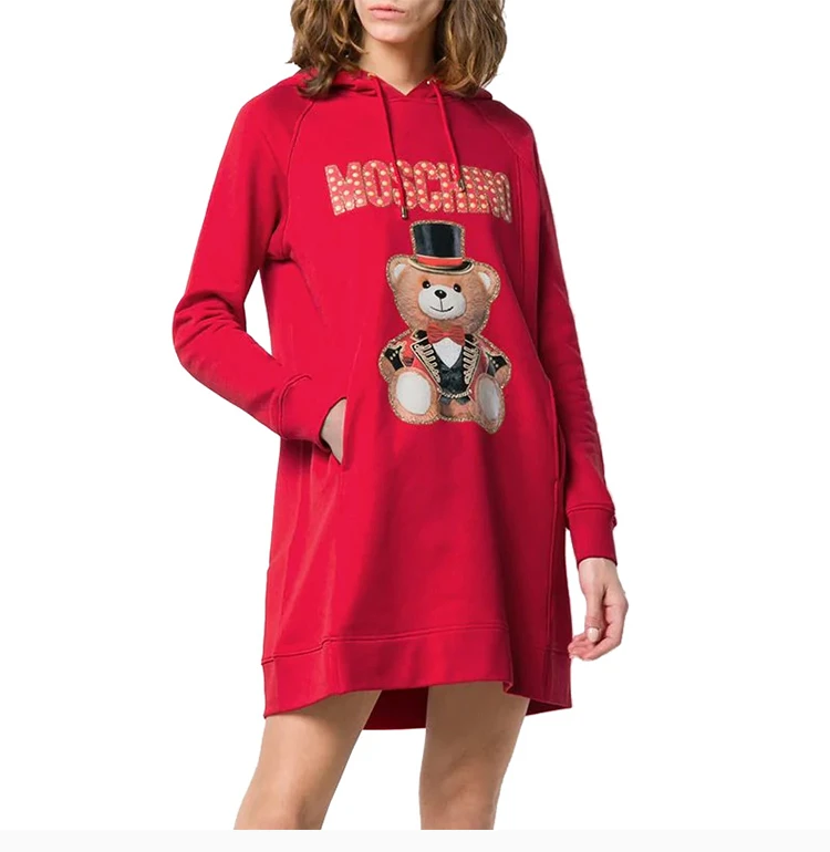 商品Moschino|Moschino 莫斯奇诺 女士红色泰迪马戏团带帽卫衣式连衣裙 EV0453-0527-3115,价格¥3544,第4张图片详细描述