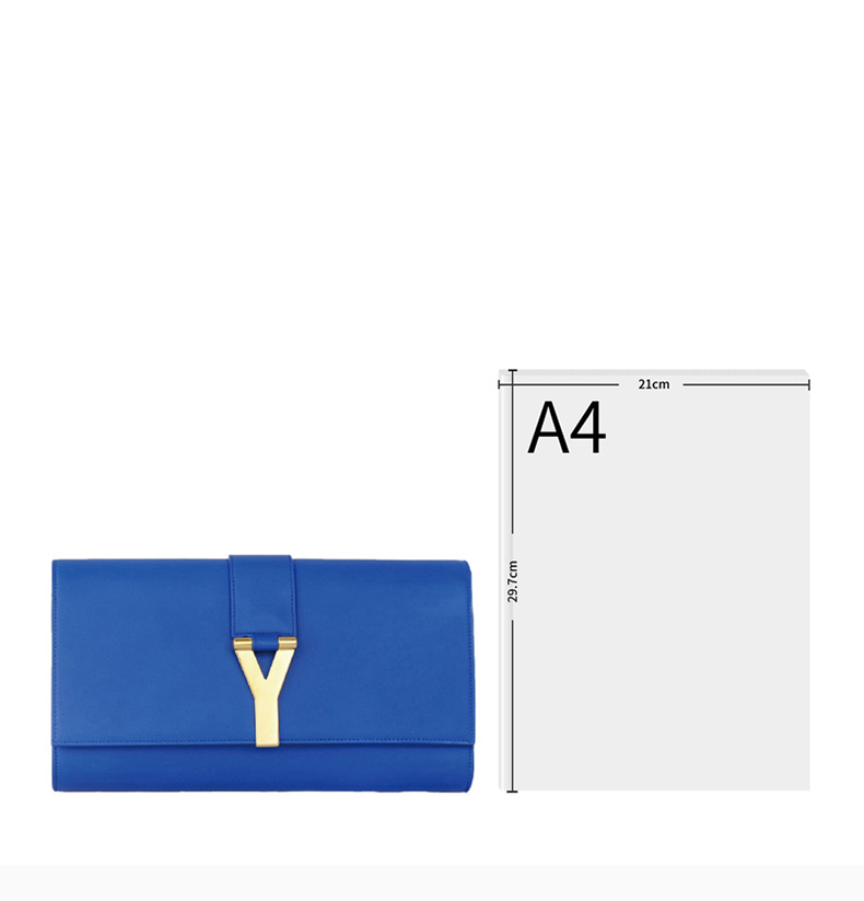 商品Yves Saint Laurent|YSL 圣罗兰 女士蓝色牛皮金属装饰手拿包 311213-BJ50J-4331,价格¥3593,第10张图片详细描述