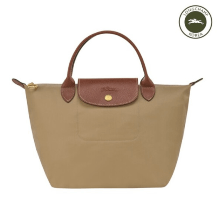 商品Longchamp|【SAvenue】LONGCHAMP 珑骧 帆布拼牛皮饺子包手提包 短柄小号 女款 卡其色(提示：保税仓货品一人不可超过5单) 3597922208814（1621089526-22F）,价格¥615,第1张图片详细描述