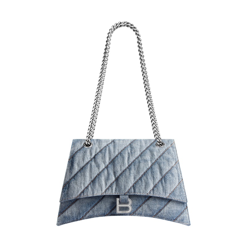 商品Balenciaga|巴黎世家 女士中号蓝色绗缝牛仔布单肩链条包,价格¥18376,第2张图片详细描述