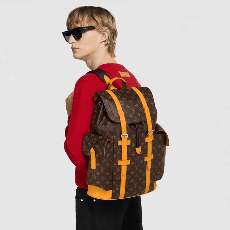商品Louis Vuitton|【预售十天】路易威登 男士棕色/黄色老花帆布/牛皮双肩包 M13202,价格¥25734,第8张图片详细描述