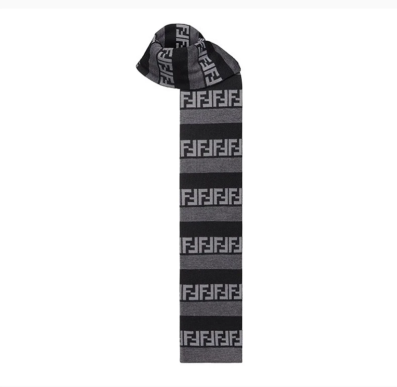 商品[国内直发] Fendi|FENDI 男士黑灰拼色围巾 FXS124-AH84-F13C0,价格¥3515,第4张图片详细描述