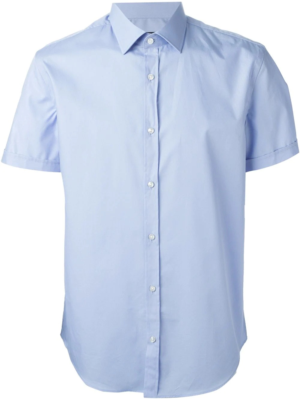 商品Hugo Boss|HUGO BOSS 男士浅蓝色棉质修身短袖衬衫 JATS-50285166-433,价格¥377,第3张图片详细描述