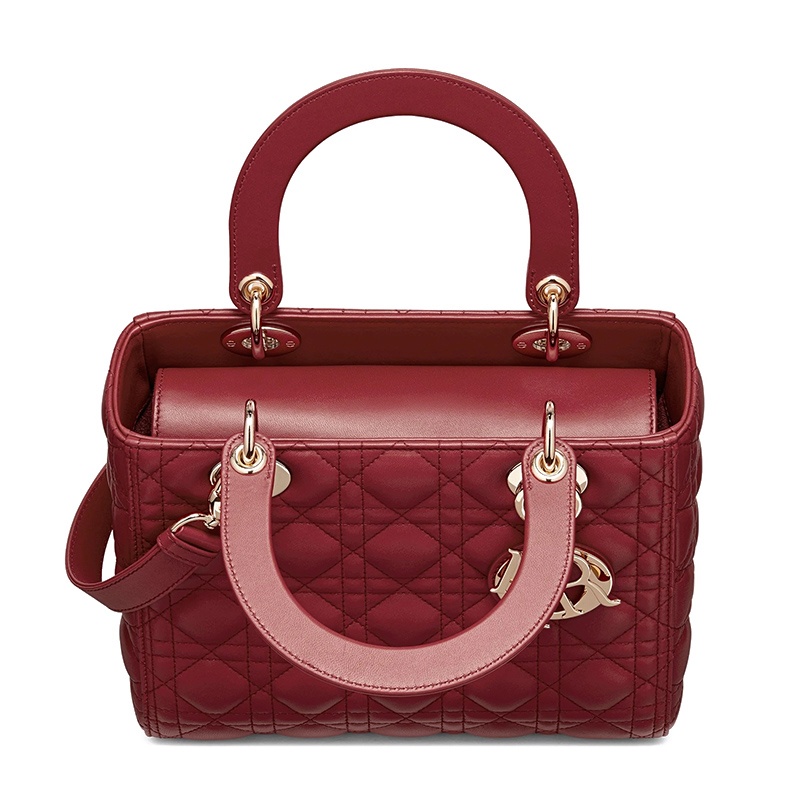 商品Dior|DIOR/迪奥 经典款LADY DIOR系列   樱桃红小羊皮中号单肩手提戴妃包,价格¥44303,第4张图片详细描述