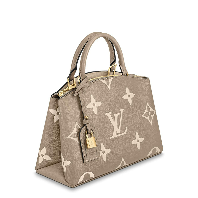 商品Louis Vuitton|预售十天 Louis Vuitton/路易威登 22春夏新款PETIT PALAIS系列 女士鸽子灰/奶油白老花压纹粒面牛皮革金扣金锁单肩斜挎手提包M58914,价格¥24447,第5张图片详细描述