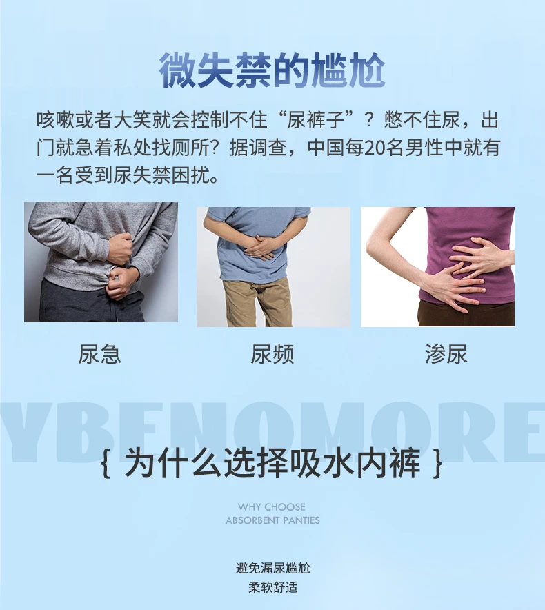 商品[国内直发] YBENOMOR|YBENOMORE男士成人吸水内裤L104g,价格¥291,第2张图片详细描述