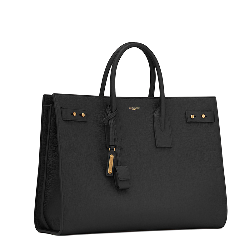 商品Yves Saint Laurent|SAINT LAURENT PARIS/圣罗兰 YSL 22春夏新款SAC DE JOUR系列 男士大号黑色粒面皮革金锁金扣单肩手提包,价格¥22976,第5张图片详细描述
