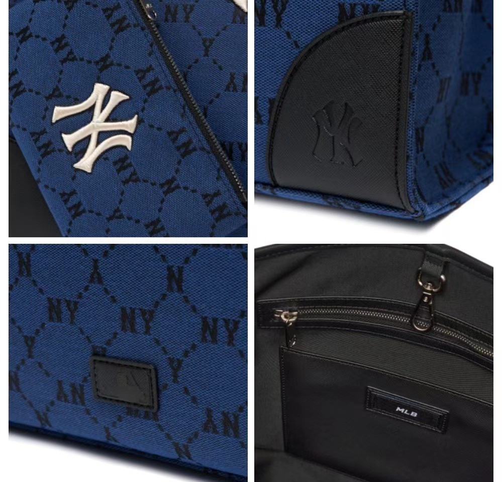 商品MLB|【享贝家】MLB Monogram Tote Bag 复古满印老花系列 NY字母托特包单肩手提包 午夜蓝色 3AORL021N-50BLD,价格¥636,第2张图片详细描述