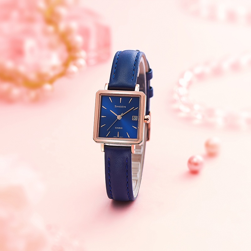 商品[国内直发] Casio|卡西欧高端女性系列蓝玫瑰限定色复古小方表蓝宝石,价格¥709,第4张图片详细描述