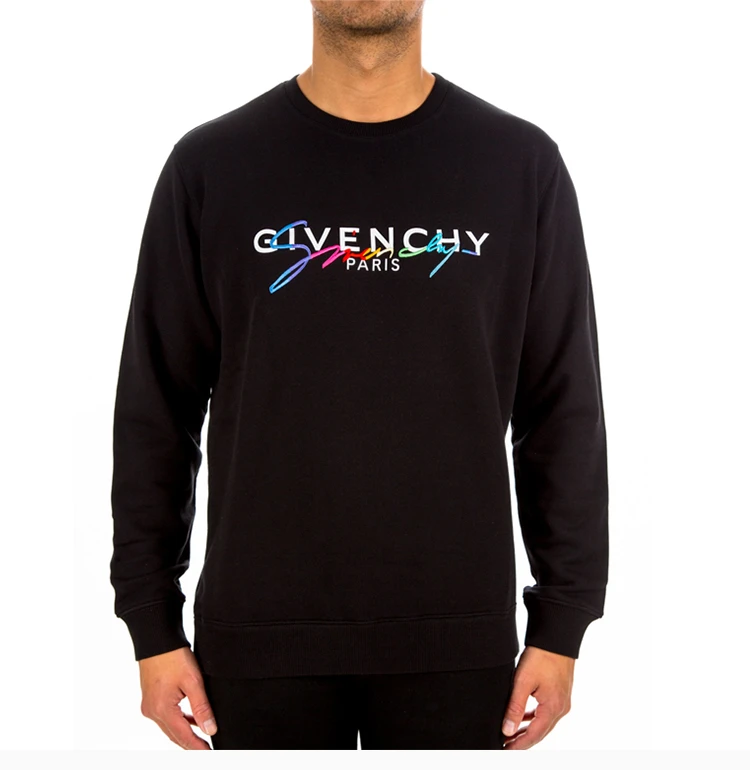 商品Givenchy|Givenchy 纪梵希 男士黑色彩虹刺绣徽标卫衣 BMJ03C30AF-001,价格¥4332,第5张图片详细描述